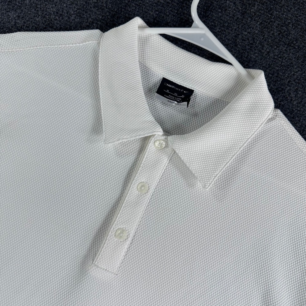 Nike Golf Fit Dry Polo Shirt Mens XL White Textured Honeycomb Banfi Embroidered